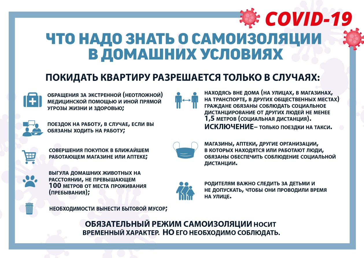 Рекомендации по обеспечению основных принципов самоизоляции